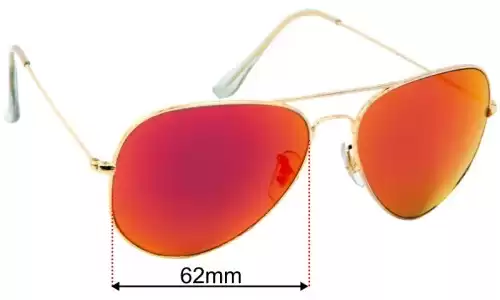 Sunglass Fix Ersatzgläser für Ray-Ban RB3026 Diamond Aviator - 62mm Wide Ray-Ban RB3026 Diamond Aviator Ersatzlinsen 62mm wide
