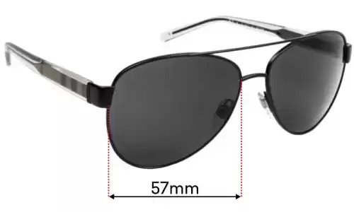 Sunglass Fix Ersatzgläser für Burberry BE 3084 - 57mm Wide Burberry BE 3084 Ersatzlinsen 57mm wide