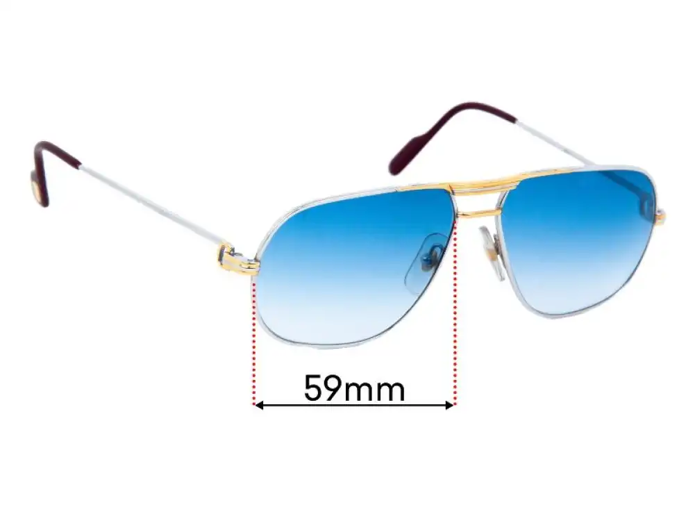 Sunglass Fix Ersatzgläser für Cartier Tank Platine - 59mm Wide Sunglass Fix Ersatzgläser für Cartier Tank Platine - 59mm Wide