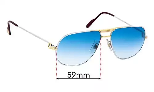 Sunglass Fix Ersatzgläser für Cartier Tank Platine - 59mm Wide Sunglass Fix Ersatzgläser für Cartier Tank Platine - 59mm Wide