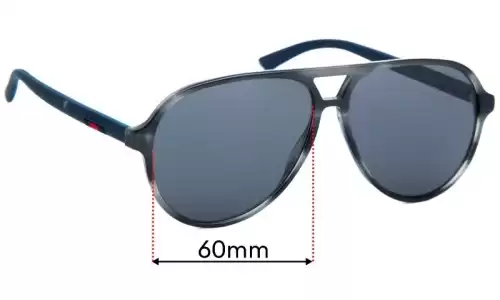 Sunglass Fix Ersatzgläser für Gucci GG0423S - 60mm Wide Gucci GG0423S Ersatzlinsen 60mm wide