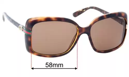 Gucci GG 3188/S Replacement Lenses - 58mm Sunglass Fix Replacement Lenses for Gucci GG 3188/S - 58mm wide
