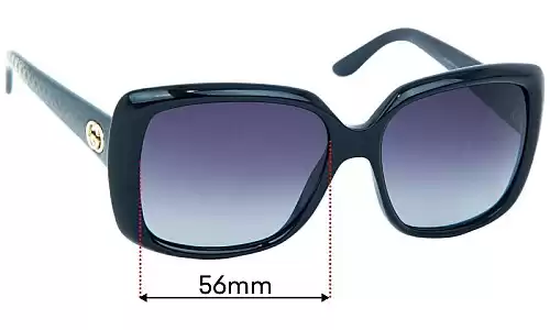 Gucci GG3574/S Replacement Lenses - 56mm Sunglass Fix Replacement Lenses for Gucci GG3574/S - 56mm wide