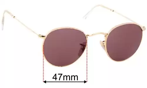 Sunglass Fix Ersatzgläser für Ray-Ban RB3447 Round Metal - 47mm Wide Ray-Ban RB3447 Round Metal Ersatzlinsen 47mm wide