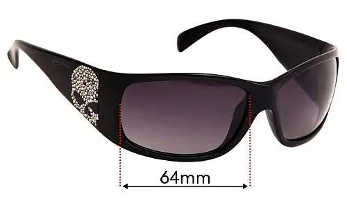 Sunglass Fix Lentes de Repuesto para Harley Davidson Bling Skull - 64mm Wide Sunglass Fix Lentes de Repuesto para Harley Davidson Bling Skull - 64mm Wide