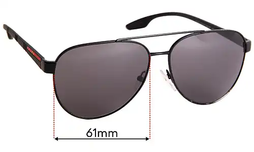 Sunglass Fix Lentes de Repuesto para Prada SPS54T - 61mm Wide Prada SPS54T Lentes de Repuesto 61mm wide