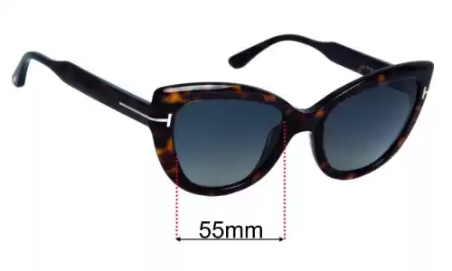 Sunglass Fix Lentes de Repuesto para Tom Ford Anya TF762 - 55mm Wide Tom Ford Anya TF762 Lentes de Repuesto 55mm wide