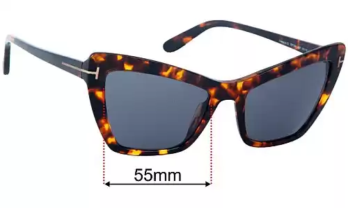 Sunglass Fix Lentes de Repuesto para Tom Ford Valesca TF555 - 55mm Wide Tom Ford Valesca TF555 Lentes de Repuesto 55mm wide