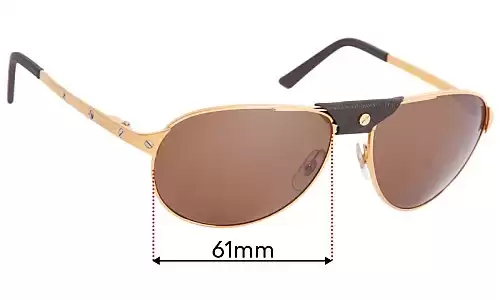 Sunglass Fix Lentes de Repuesto para Cartier Edition Santos Dumont - 61mm Wide Cartier Edition Santos Dumont Lentes de Repuesto 61mm wide