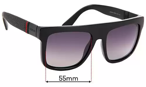 Sunglass Fix Lentes de Repuesto para Gucci GG1116/S - 55mm Wide Gucci GG1116/S Lentes de Repuesto 55mm wide