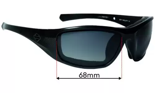 Sunglass Fix Replacement Lenses for Wiley X H-D Tank - 68mm Wide Wiley X H-D Tank Replacement Lenses 68mm wide