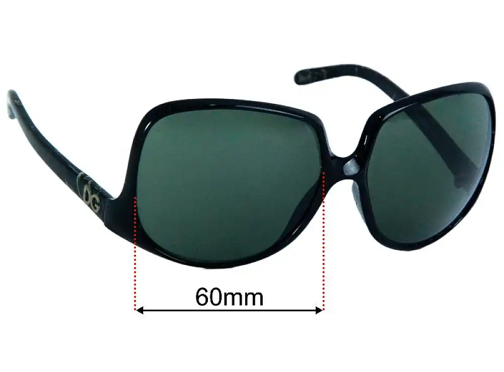 Sunglass Fix Lentes de Repuesto para Dolce & Gabbana DG6033 - 60mm Wide - Side View Sunglass Fix Lentes de Repuesto para Dolce & Gabbana DG6033 - 60mm Wide - Side View