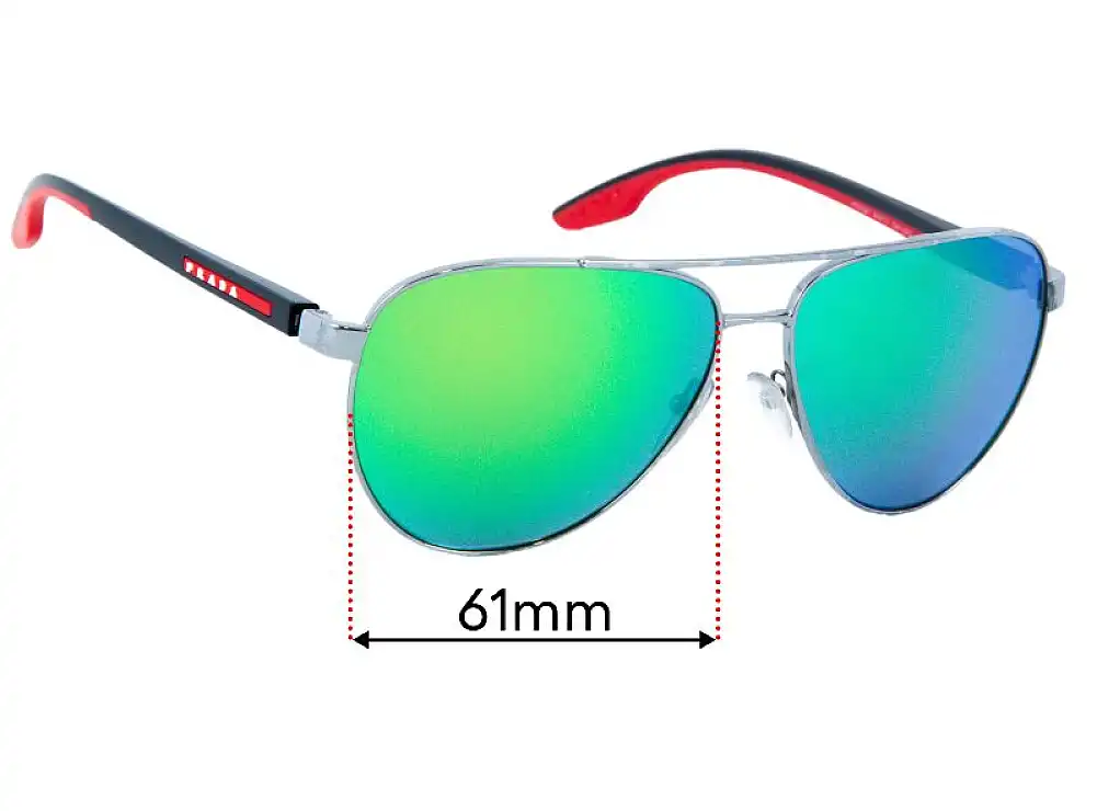 Sunglass Fix Lentes de Repuesto para Prada SPS 52Y - 61mm Wide Sunglass Fix Lentes de Repuesto para Prada SPS 52Y - 61mm Wide