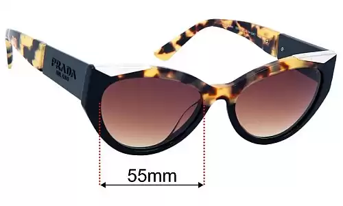 Sunglass Fix Lentes de Repuesto para Prada SPR03W - 55mm Wide Prada SPR03W Lentes de Repuesto 55mm wide