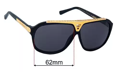 Sunglass Fix Lentes de Repuesto para Louis Vuitton Z0105W - 62mm Wide Louis Vuitton Z0105W Lentes de Repuesto 62mm wide