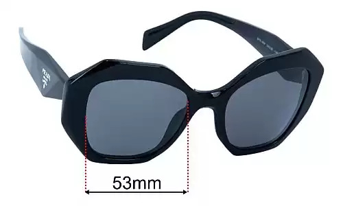 Sunglass Fix Lentes de Repuesto para Prada SPR16W - 53mm Wide Prada SPR16W Lentes de Repuesto 53mm wide