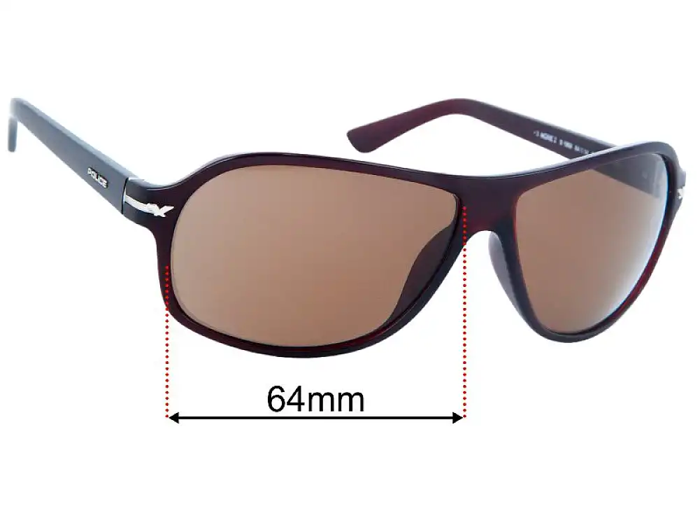 Sunglass Fix Lentes de Repuesto para Police Moxie 2 S1959 - 64mm Wide Sunglass Fix Lentes de Repuesto para Police Moxie 2 S1959 - 64mm Wide