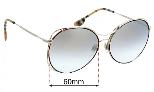 Sunglass Fix Lentes de Repuesto para Burberry B 3105 - 60mm Wide Burberry B 3105 Lentes de Repuesto 60mm wide
