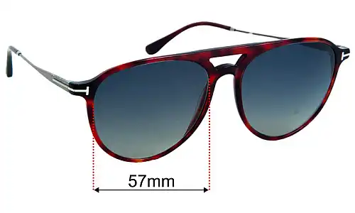 Sunglass Fix Lentes de Repuesto para Tom Ford Carlo-02 TF587 - 57mm Wide Tom Ford Carlo-02 TF587 Lentes de Repuesto 57mm wide