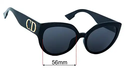 Sunglass Fix Lentes de Repuesto para Christian Dior DDiorF - 56mm Wide Christian Dior DDiorF Lentes de Repuesto 56mm wide