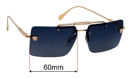 Sunglass Fix Lentes de Repuesto para Versace MOD 2245 - 60mm Wide Versace MOD 2245 Lentes de Repuesto 60mm wide
