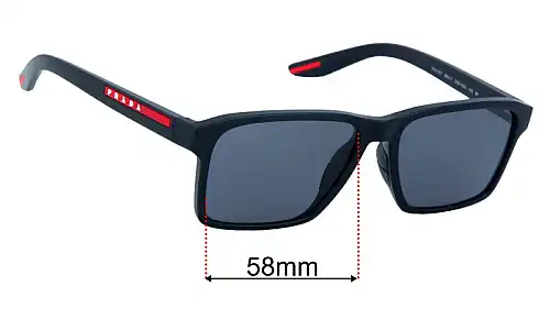Sunglass Fix Lentes de Repuesto para Prada SPS05Y - 58mm Wide Prada SPS05Y Lentes de Repuesto 58mm wide