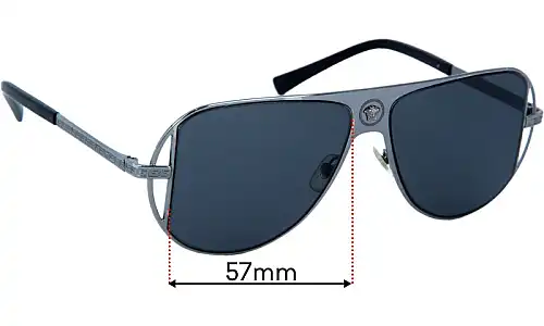 Sunglass Fix Lentes de Repuesto para Versace MOD 2212 - 57mm Wide Versace MOD 2212 Lentes de Repuesto 57mm wide
