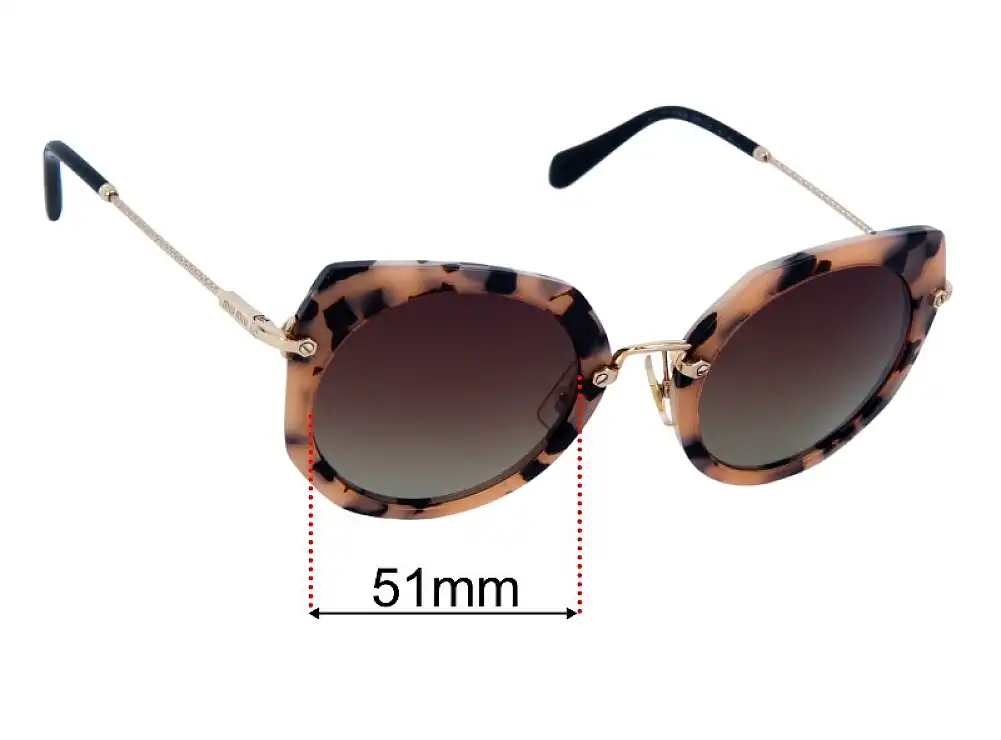 Sunglass Fix Lentes de Repuesto para Miu Miu MU02XS - 51mm Wide Sunglass Fix Lentes de Repuesto para Miu Miu MU02XS - 51mm Wide