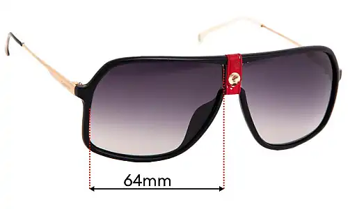 Sunglass Fix Lentes de Repuesto para Carrera 1019/S - 64mm Wide Carrera 1019/S Lentes de Repuesto 64mm wide