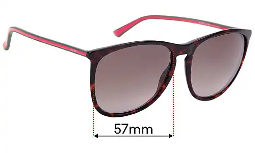 Sunglass Fix Lentes de Repuesto para Gucci GG3767/S - 57mm Wide Gucci GG3767/S Lentes de Repuesto 57mm wide