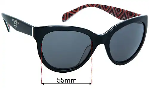 Sunglass Fix Lentes de Repuesto para Prada SPR05P - 55mm Wide Prada SPR05P Lentes de Repuesto 55mm wide
