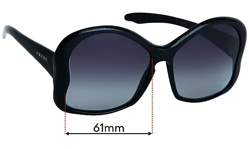Sunglass Fix Lentes de Repuesto para Prada SPR18I & PR18IS - 61mm Wide Prada SPR18I & PR18IS Lentes de Repuesto 61mm wide