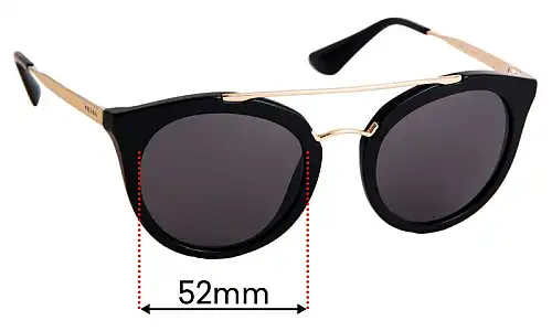 Sunglass Fix Lentes de Repuesto para Prada SPR23S & PR23SS - 52mm Wide Prada SPR23S & PR23SS Lentes de Repuesto 52mm wide