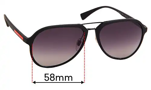 Sunglass Fix Lentes de Repuesto para Prada SPS05R - 58mm Wide Prada SPS05R Lentes de Repuesto 58mm wide