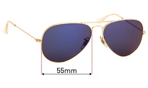 Sunglass Fix Lentes de Repuesto para Ray-Ban RB3025 Large Metal Aviator - 55mm Wide Ray-Ban RB3025 Large Metal Aviator Lentes de Repuesto 55mm wide