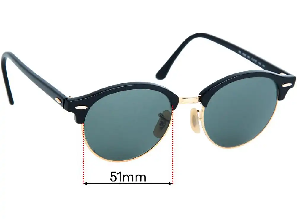 Sunglass Fix Lentes de Repuesto para Ray-Ban RB4246 Clubround - 51mm Wide Sunglass Fix Lentes de Repuesto para Ray-Ban RB4246 Clubround - 51mm Wide