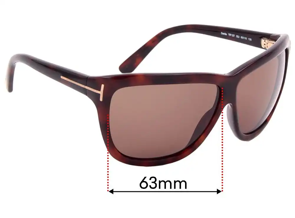 Sunglass Fix Lentes de Repuesto para Tom Ford Dahlia TF127 - 63mm Wide Sunglass Fix Lentes de Repuesto para Tom Ford Dahlia TF127 - 63mm Wide