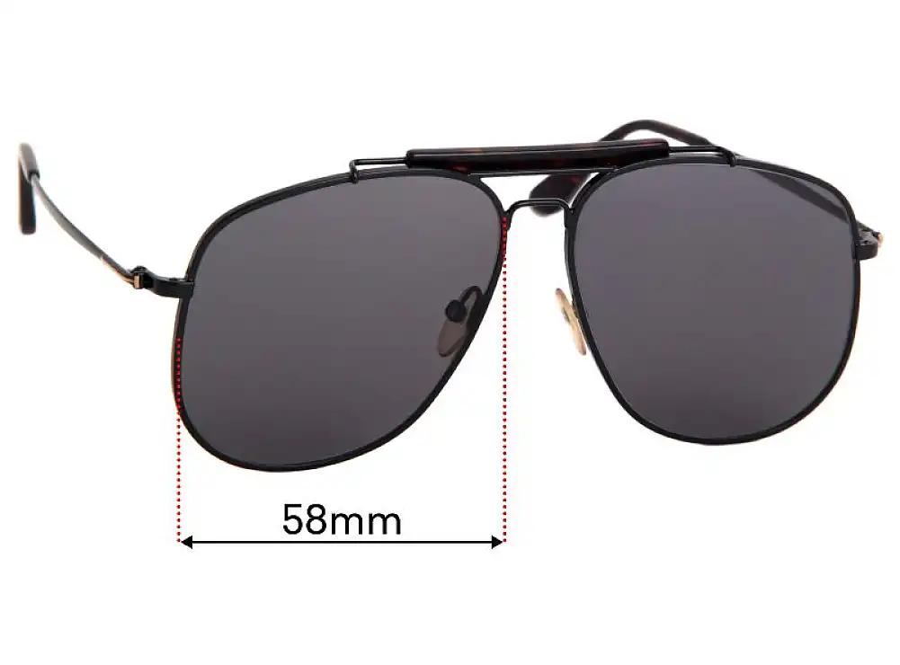 Sunglass Fix Lentes de Repuesto para Tom Ford Connor-02 TF557 - 58mm Wide Sunglass Fix Lentes de Repuesto para Tom Ford Connor-02 TF557 - 58mm Wide