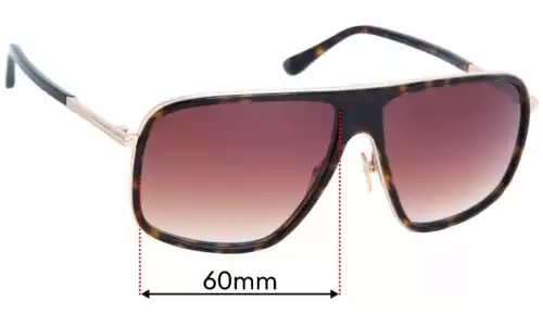 Sunglass Fix Lentes de Repuesto para Tom Ford Quentin TF463 - 60mm Wide Sunglass Fix Lentes de Repuesto para Tom Ford Quentin TF463 - 60mm Wide