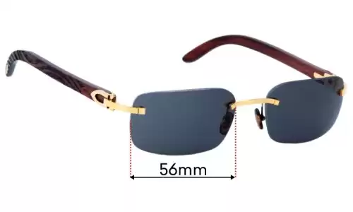 Sunglass Fix Lentes de Repuesto para Cartier 4176299 - 56mm Wide Cartier 4176299 Lentes de Repuesto 56mm wide