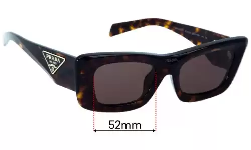 Sunglass Fix Lentes de Repuesto para Prada SPR13Z-F - 52mm Wide Prada SPR13Z-F Lentes de Repuesto 52mm wide