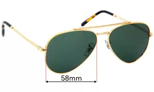 Sunglass Fix Lentes de Repuesto para Ray-Ban RB3625 New Aviator - 58mm Wide Ray-Ban RB3625 New Aviator Lentes de Repuesto 58mm wide