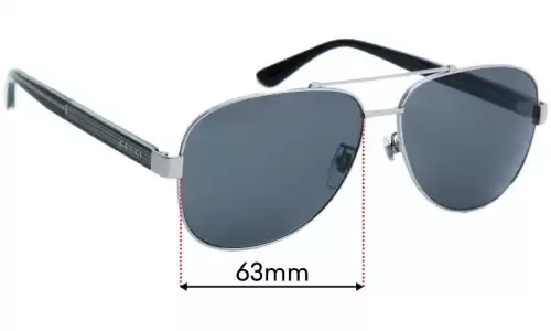Sunglass Fix Lentes de Repuesto para Gucci GG0528S - 63mm Wide Gucci GG0528S Lentes de Repuesto 63mm wide