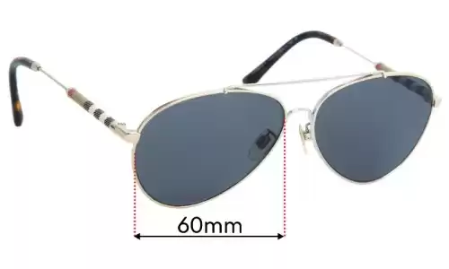 Sunglass Fix Lentes de Repuesto para Burberry B 3092-Q - 60mm Wide Burberry B 3092-Q Lentes de Repuesto 60mm wide