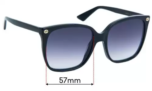 Sunglass Fix Lentes de Repuesto para Gucci GG0022S - 57mm Wide Gucci GG0022S Lentes de Repuesto 57mm wide