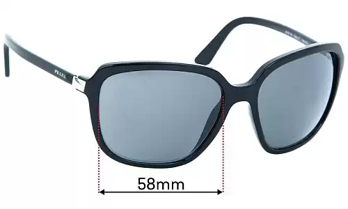 Sunglass Fix Lentes de Repuesto para Prada SPR10V - 58mm Wide Prada SPR10V Lentes de Repuesto 58mm wide