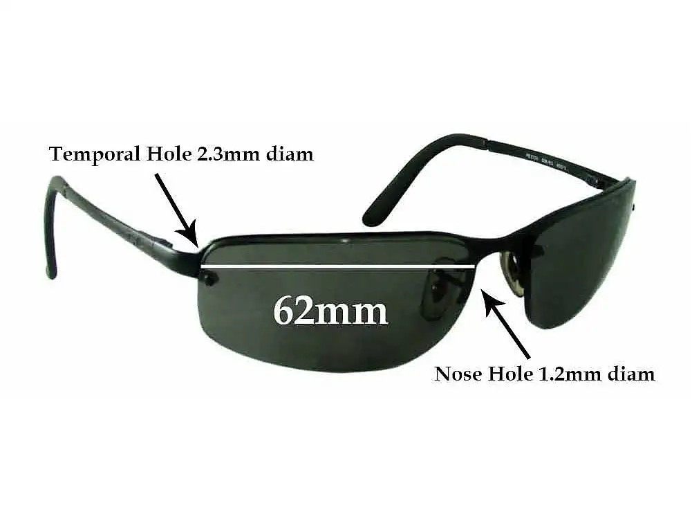 Sunglass Fix Lentes de Repuesto para Ray-Ban RB3239 - 1.2mm Nose Hole - 62mm Wide Sunglass Fix Lentes de Repuesto para Ray-Ban RB3239 - 1.2mm Nose Hole - 62mm Wide