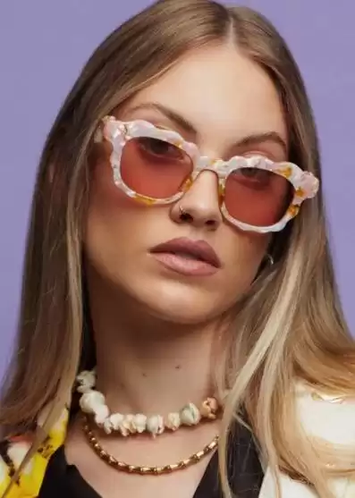 Crimpie Pink Multi sunglasses by Poppy Lissiman. Crimpie Pink Multi sunglasses by Poppy Lissiman.