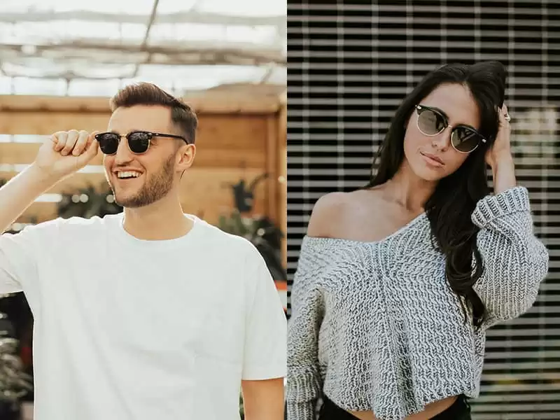 chico joven y una chica con gafas de sol clubmaster unisex