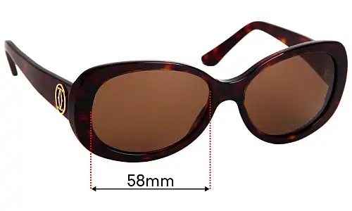 Sunglass Fix Verres de Remplacement pour Cartier 5087458 - 58mm Wide Sunglass Fix Verres de Remplacement pour Cartier 5087458 - 58mm Wide